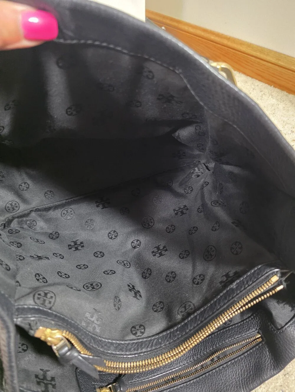 Tory Burch Marion Black leather tote Bag Purse